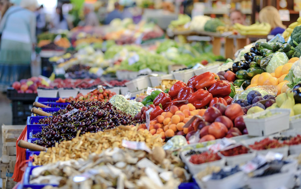 Grocery store vegetables and fruits