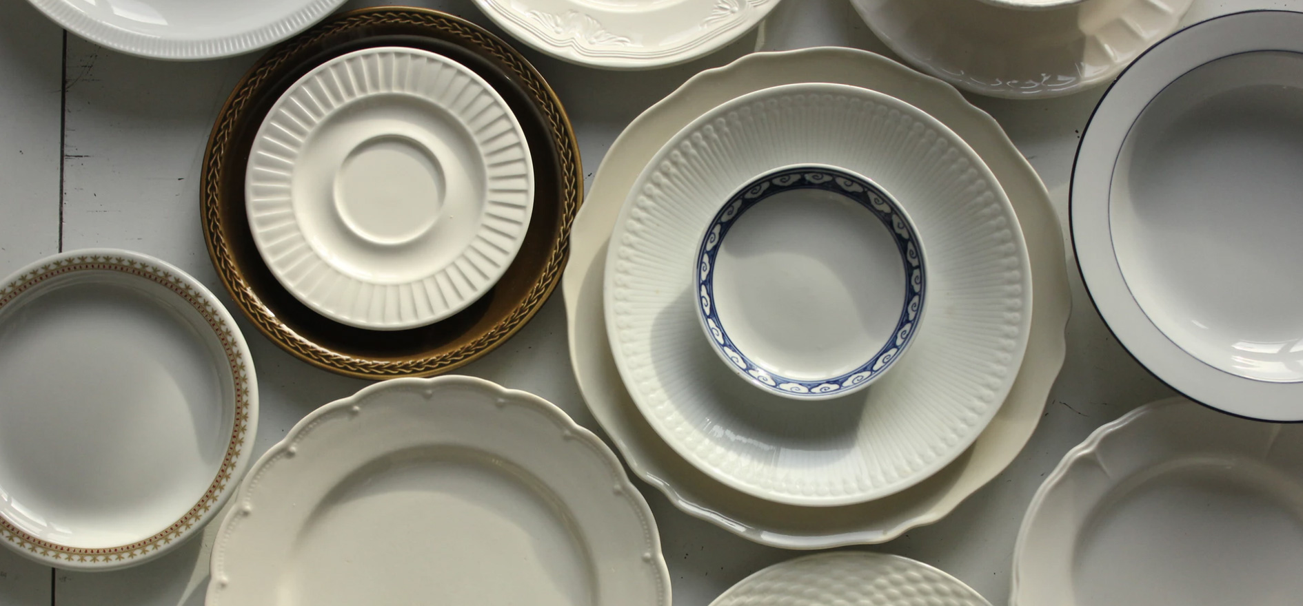 Plates on top of one another of different sizes
