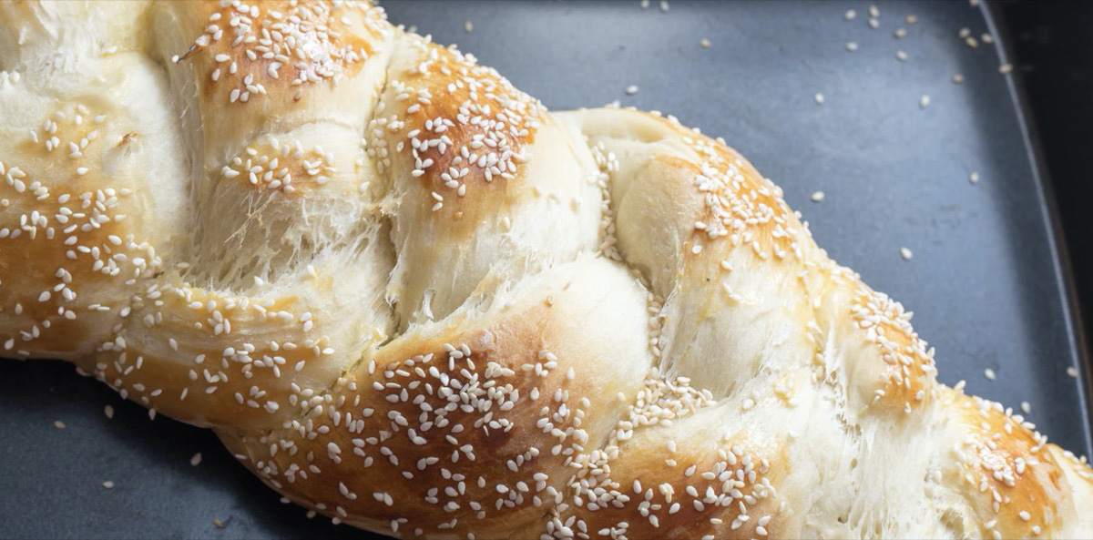 Challah bread baked at home during special traditions. 